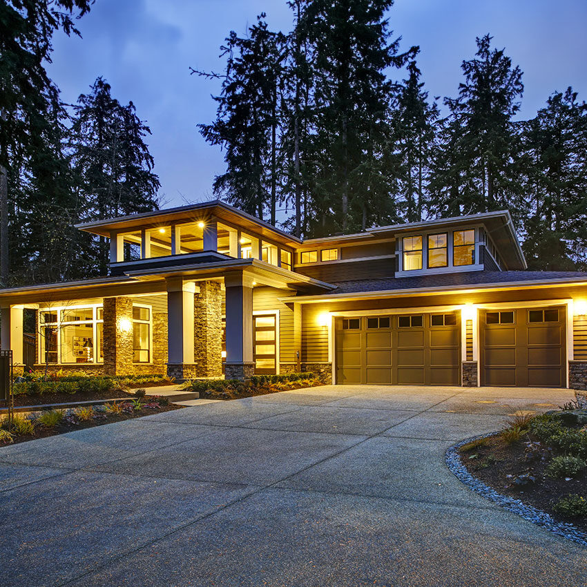 Beautiful modern house during sunset
